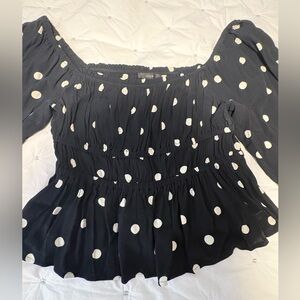 J. Crew Black and White Polka Dot Blouse